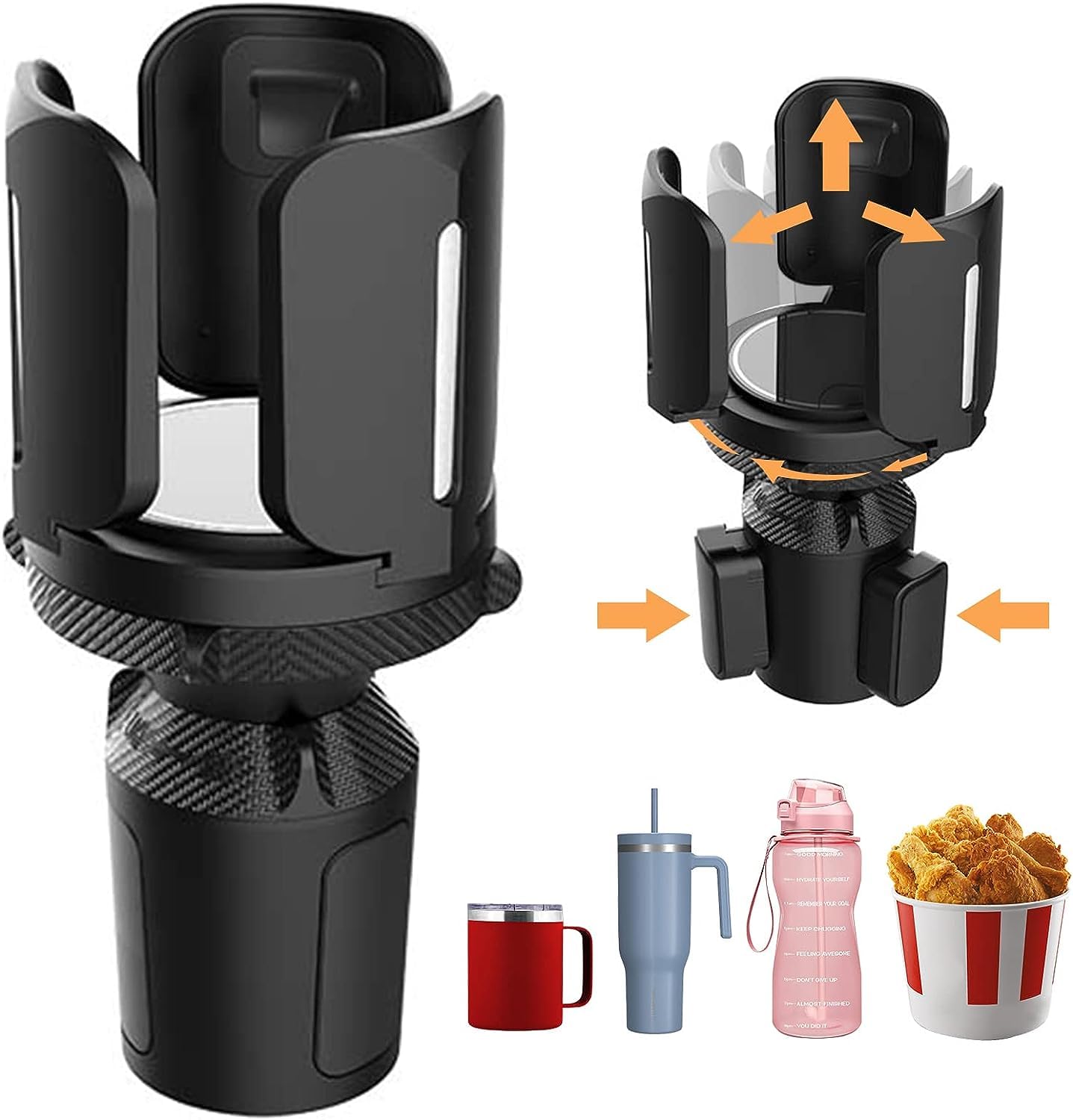Wawasia Large Cup Holder Expander for Car, Expandable Cup Holder Adapter with Adjustable Base, All Purpose Cup Holder Expander for Car with Rubber Fits Less Than 5.55" Large Bottles