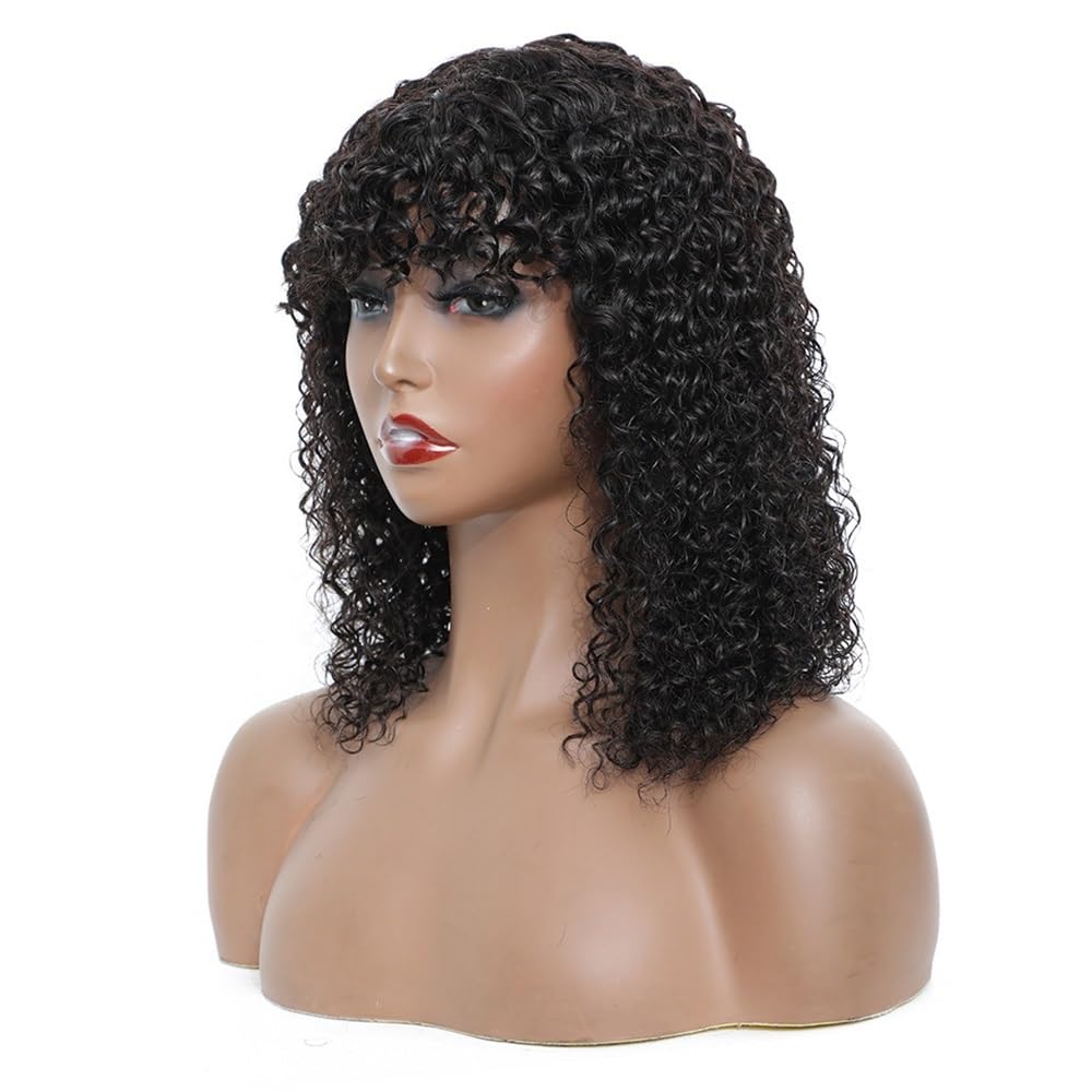 Peruki z ludzkich włosów z grzywką, 30-76 cm, peruka bez kleju, dla kobiet (45 cm)