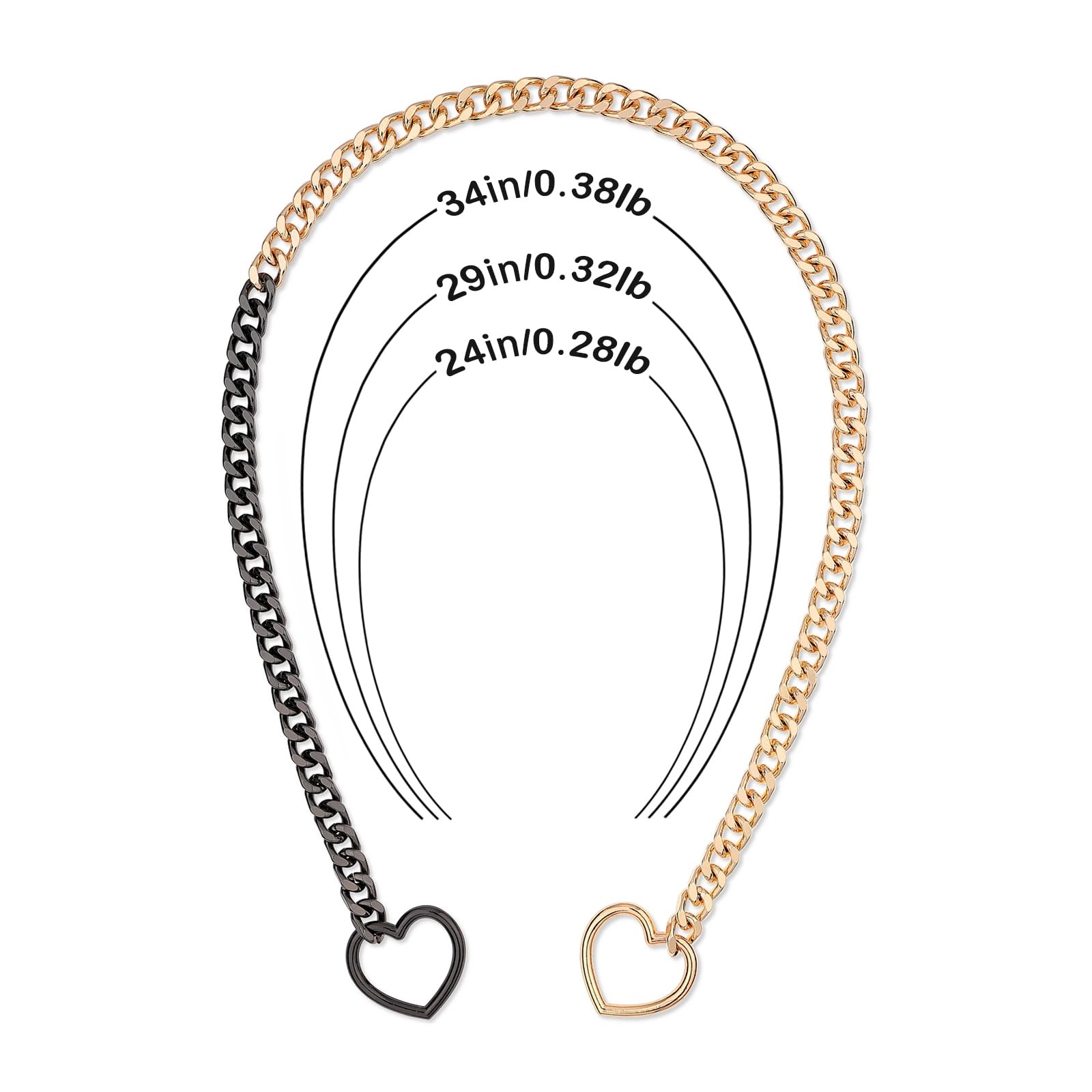 ADEMISHIA Heart O-ring Slip Chain Necklace For Women, Handmade Punk Gothic Cuban Necklace Jewelry Adjustable Lariat Y-Necklace