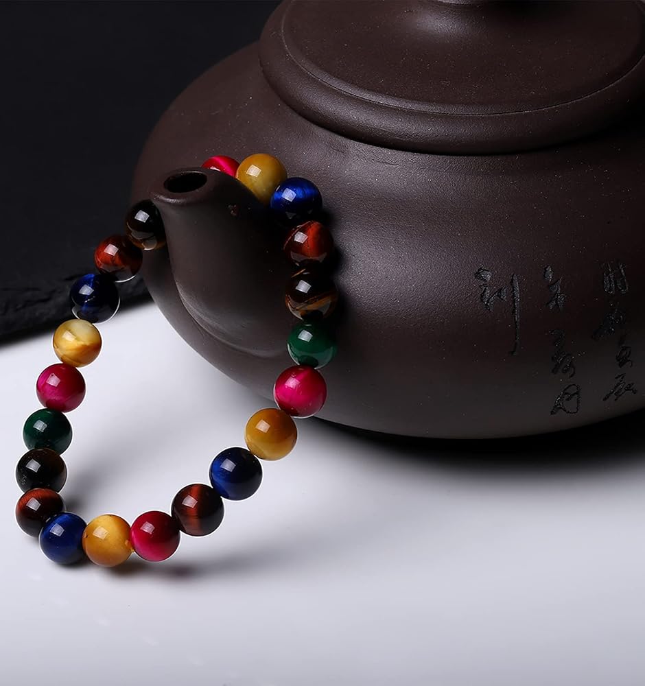 Regenbogen Selenit Armband 8mm - Natürlicher Kristall Mit Katzenaugen-Effekt