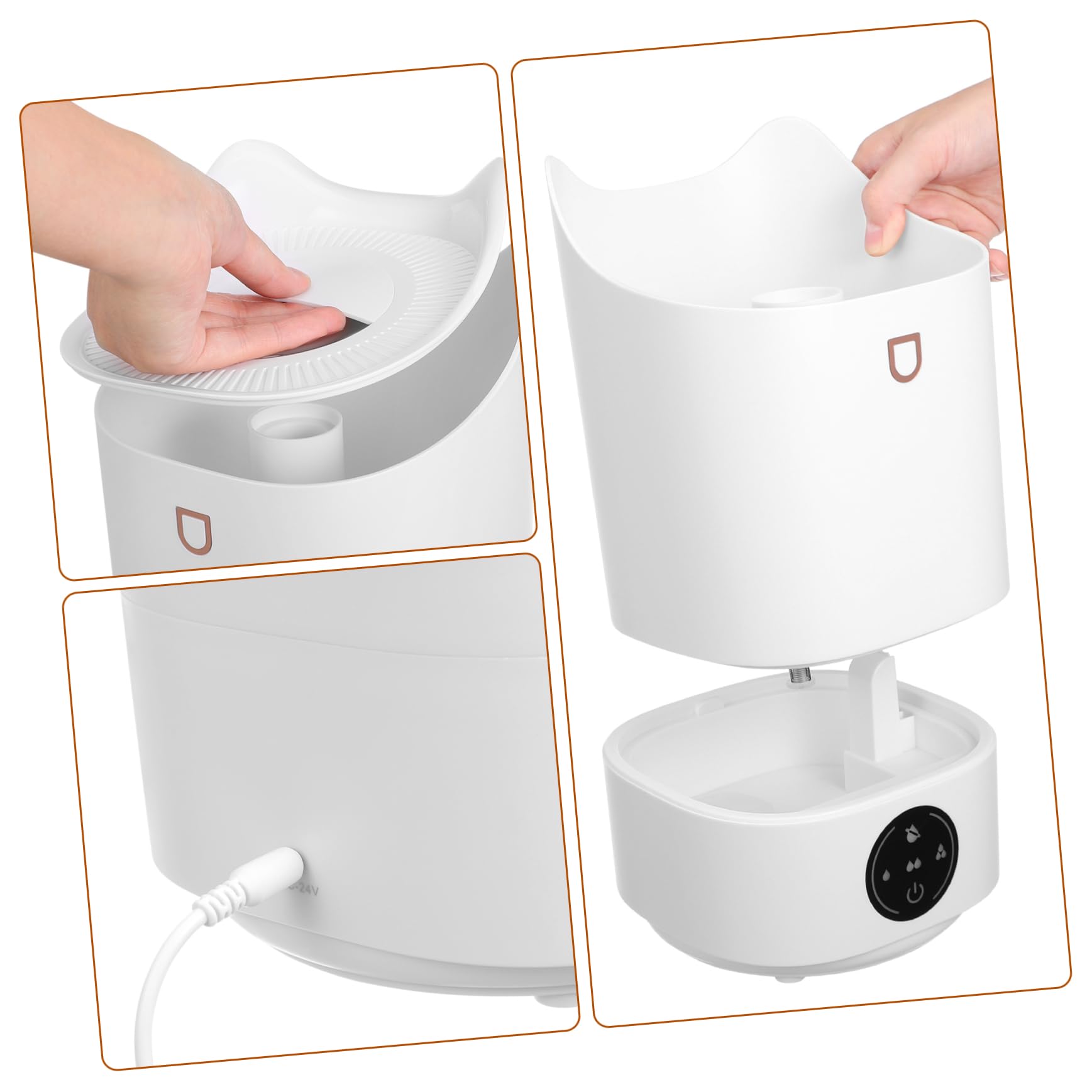 Umidificatore 3, 1l Bianco da Scrivania per Ufficio | Plastica, Funzionamento Silenzioso e Spegnimento Automatico, Pannello Touch Intuitivo, Design Minimalista