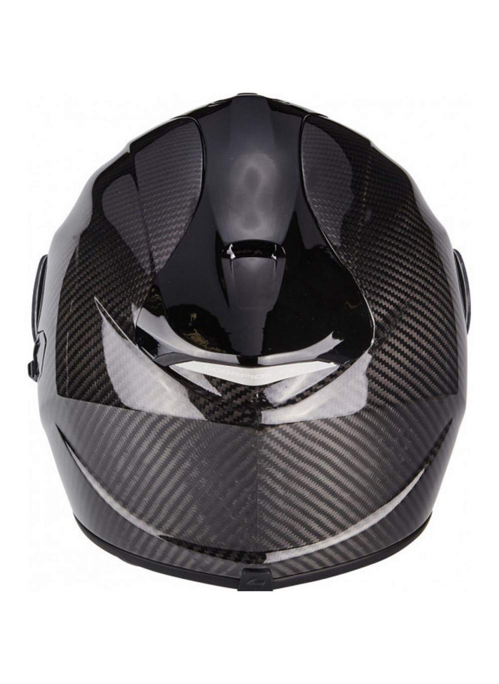 Scorpion - Casco integral EXO-1400 Solid negro de fibra de carbono para scooter con visera interna SpeedView solar retráctil, protección de calota exterior TCT (XS)