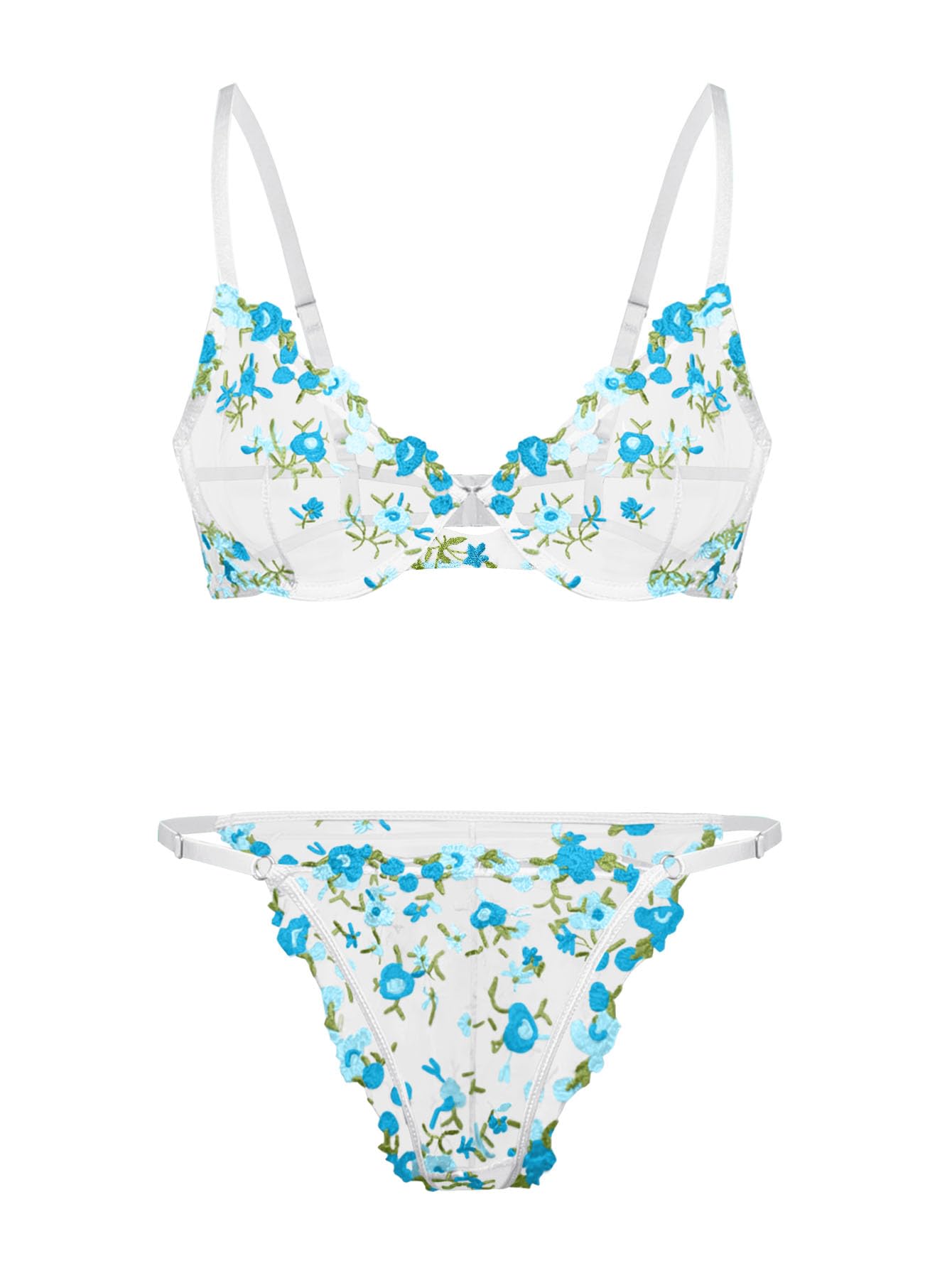 Lilosy Sexy Lingerie Set 2 Piece Women Push Up Bra and Panty 3XS-5XL