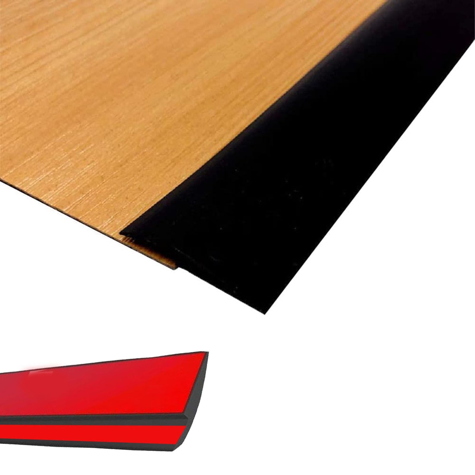 Zayejod 1.2M Black Carpet Trim Self Adhesive PVC Laminate Floor Door Doorway Transition Threshold Strip Tile Edgings Rubber Flooring Edge Strip(Cover Height Within 5mm)