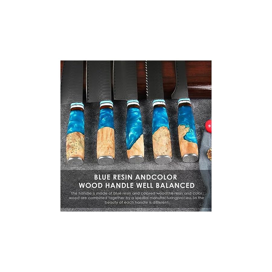 Chef Knife Set Damascus, 3PCS Professional Japanese VG10 Damascus Steel Kitchen Knife Set Chefs Knife, Paring knife, Santoku Knives, Chef Knife Set for Kitchen with Gift Box