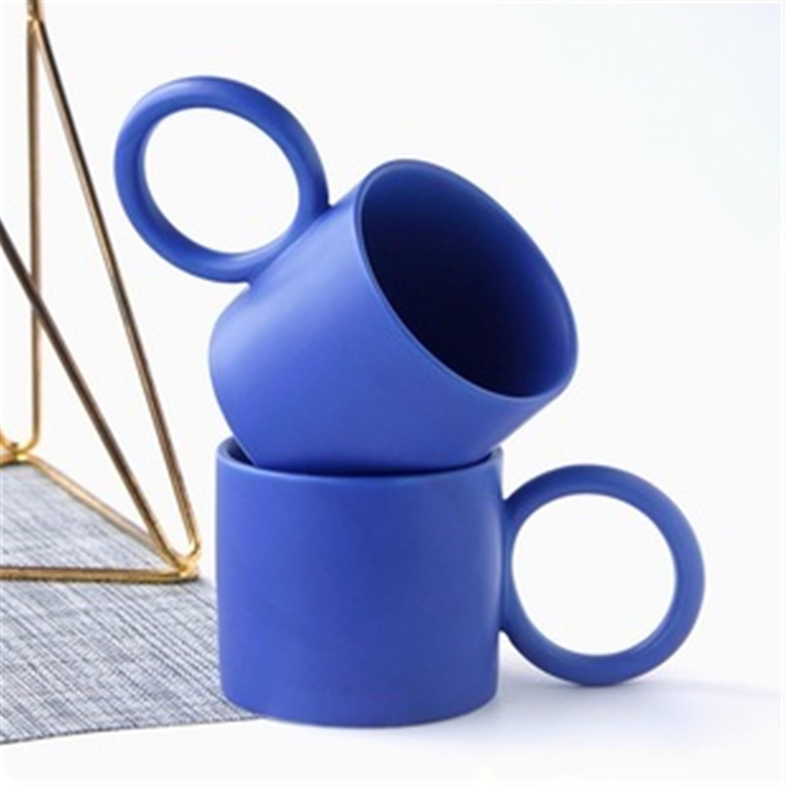 Taza de té Taza de café cerámica color sólido con asa, taza desayuno leche avena, 350 ml