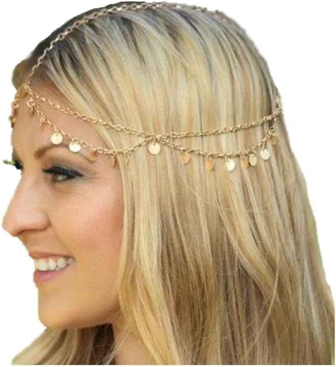 Amazon Co Jp Xpデザイン チェーン ティアラ ボディチェーン シャイニング ヘア ジュエリー ヘアバンド 髪飾り タッセル ゴールド ジュエリー