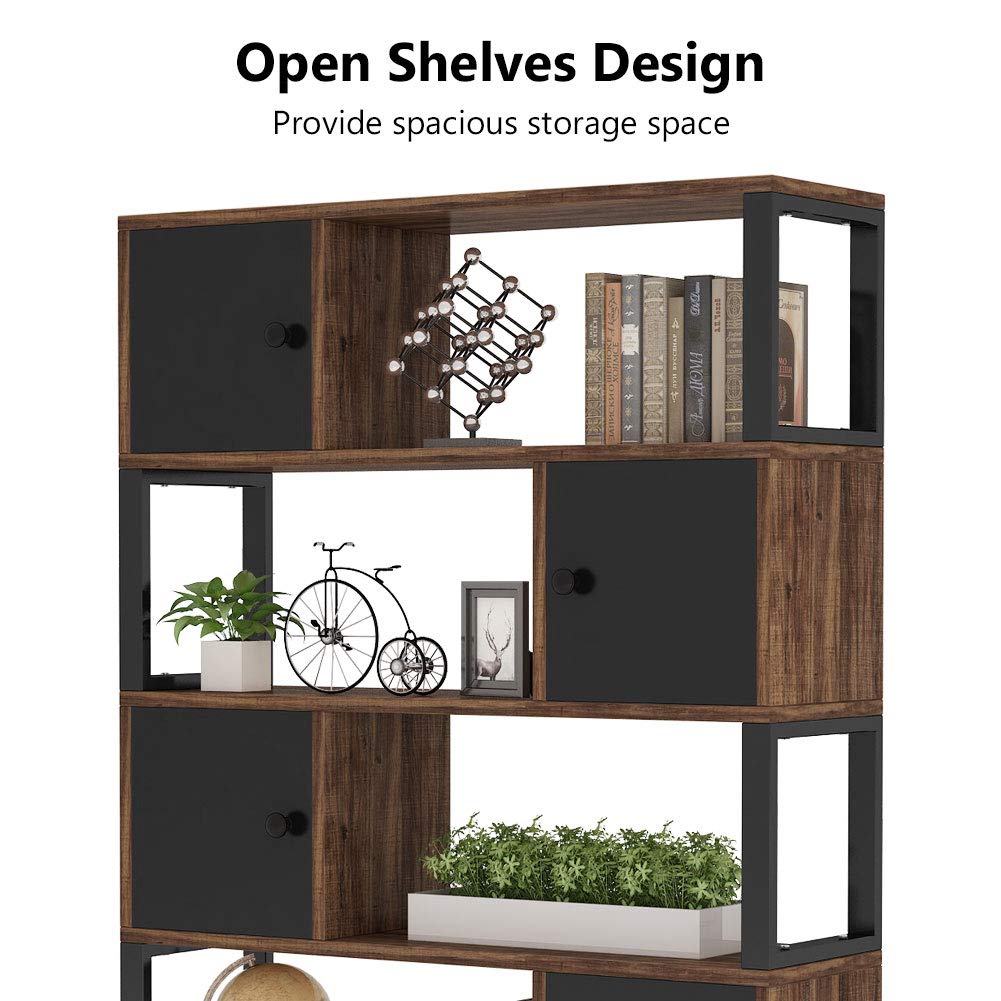 Tribesigns 4Tier Bookcase, Rustic Open Bookshelf with Storage