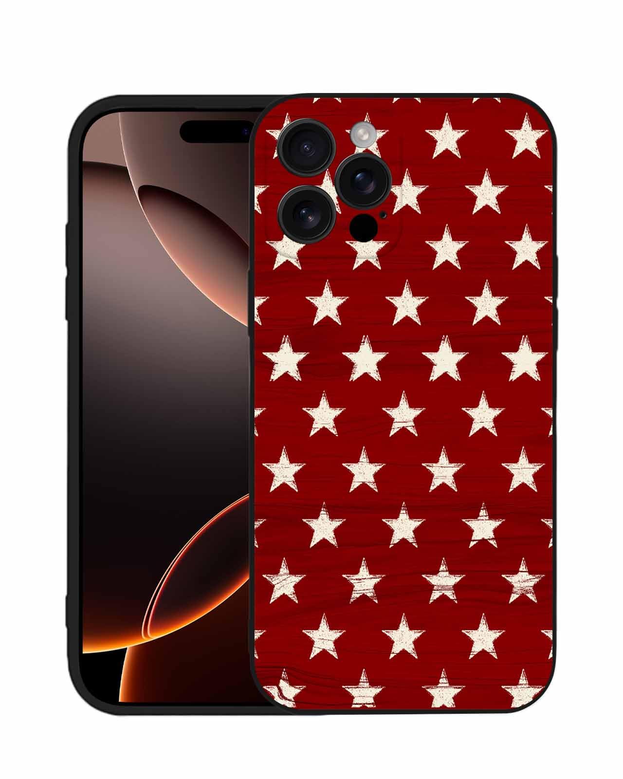 Roses Garden Compatible with iPhone 14 Case 6.1 inch, Independence Day Phone Case Retro Stars 4th of July Ultra Slim Thin Silicone Cover Red