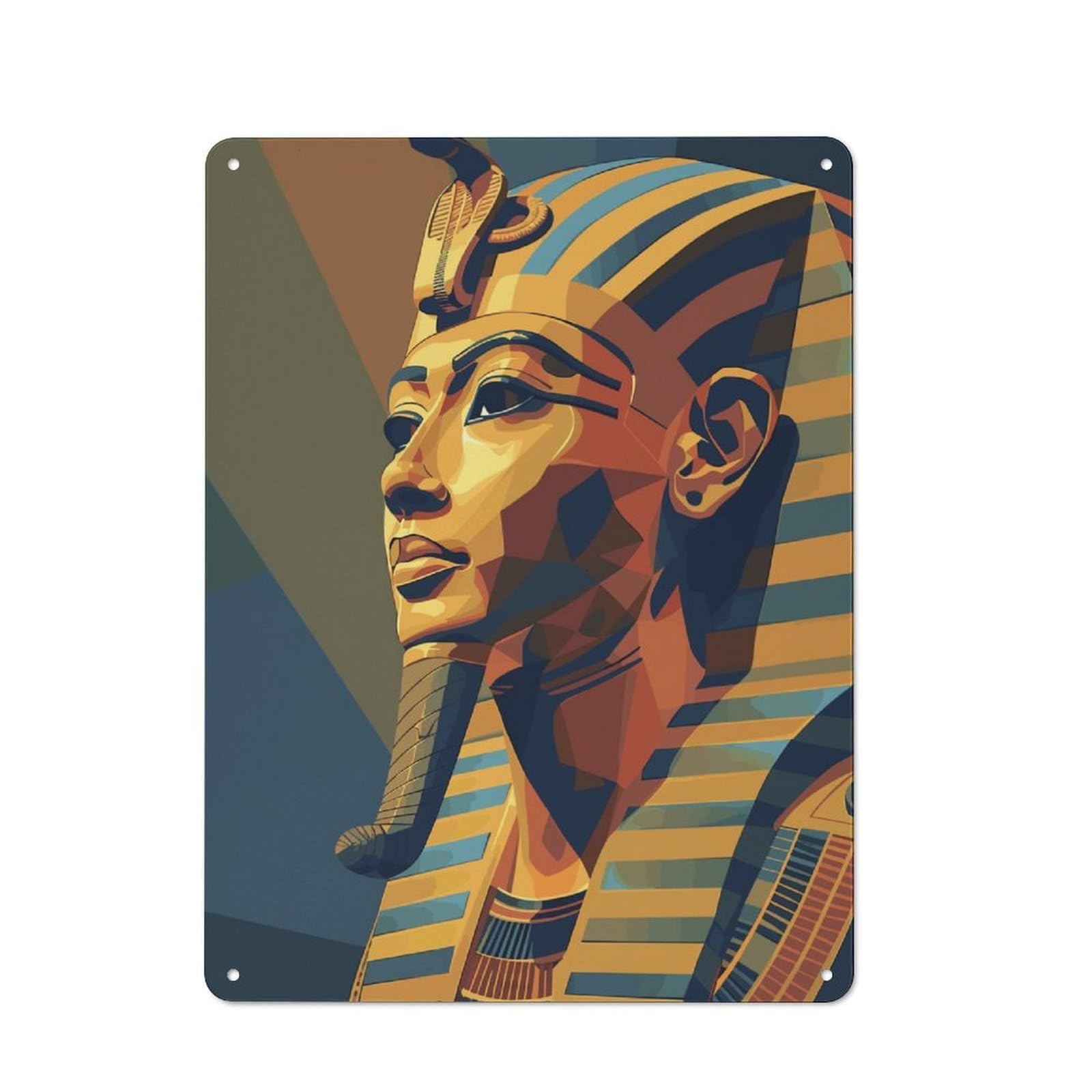 Junmoney Egyptian Pharaoh Metal Wall Sign 40X30cm, Rustic Decor For Hallway Wall, For Metal Sign Collectors, For Garage And Workshop Walls