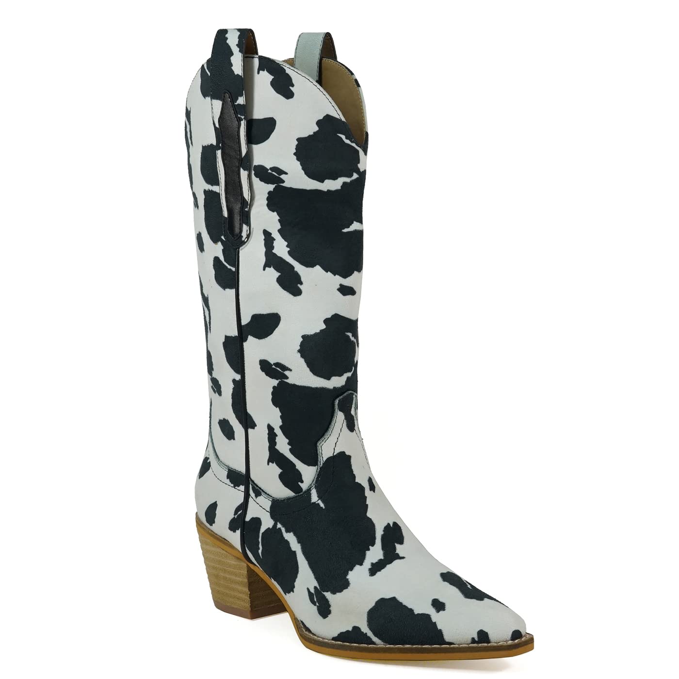 ARiderGirl Hanan Women Mid Calf Western Stacked Heel Snipped Toe Western Boots