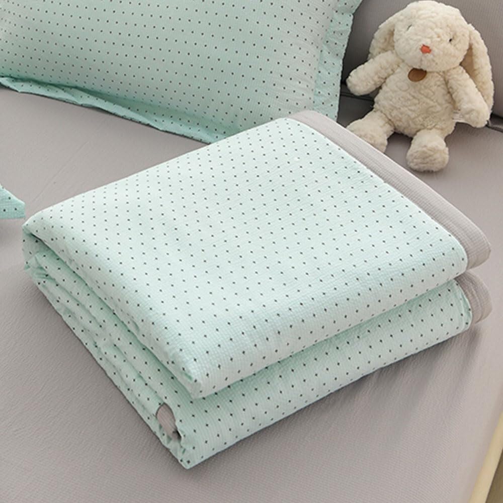 JvFbjLF Bedspread – Fine-striped, Double-sided & Patchwork(Blue,180x200cm)
