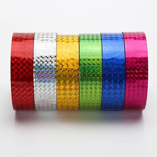 Miniatura 4 de jweemax Cinta decorativa, cinta adhesiva, adhesivo para álbumes de recortes, cinta washi de cuadrícula para manualidades, diseño de purpurina láser,