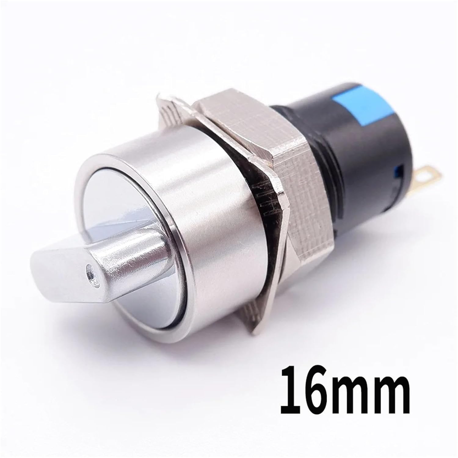 16mm Rotary with Metal Handle Button Selector Switch 1NO1NC 2NO2NC 1Pcs(1NO1NC(2 Position),MOMENTARY SELF-Reset_with)