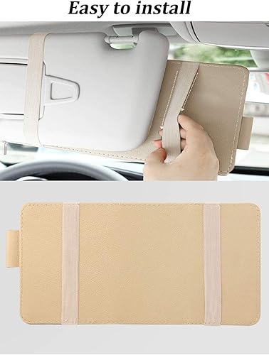 Miniatura 6 de Organizador de visera de automóvil, para interior de automóvil, accesorios de cuero, bolsillo de almacenamiento para visera solar, bolsa para