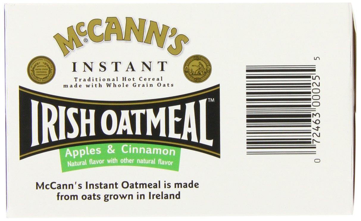 McCANN'S Instant Irish Oatmeal, Apple & Cinnamon, 12.3-Ounce Boxes (Pack of 6)
