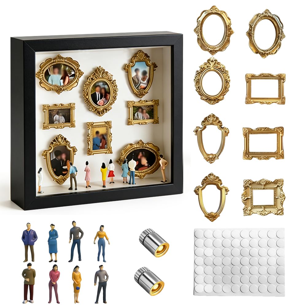 Mini Museum Bilderrahmen, SGZIOO DIY Mini Museum Silhouette Box mit Licht, Museum of Us Set, Tiefer Objektrahmen für Jahrestag, Hochzeit, Heimdekoration