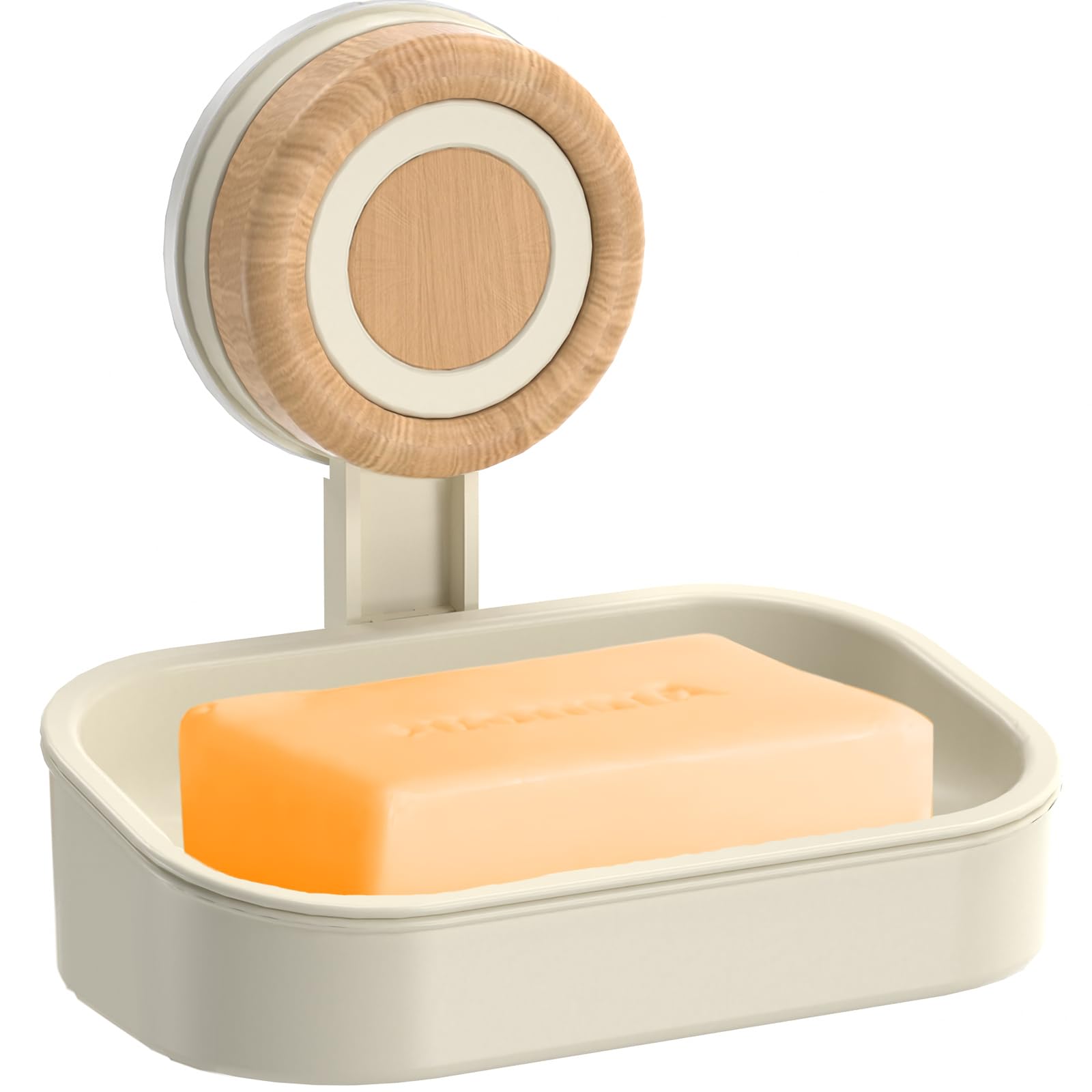 Cinola Double Layer Soap Dish for Shower Wall Mounted Bar Soap Holder Suction Cup 2 Layer Self Draining Soap Case Sponge Holder for Shower Bathroom, Tub and Kitchen Sink, Drill-Free Tray