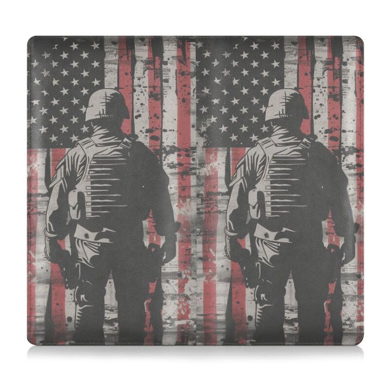 Sletend Premium Car Registration and Insurance Holder,American Usa Flag Soldier Leather Automobile Glove Box Card Organizer Wallet for Vehicle Essential ID Document Card Holder for Womens Mens