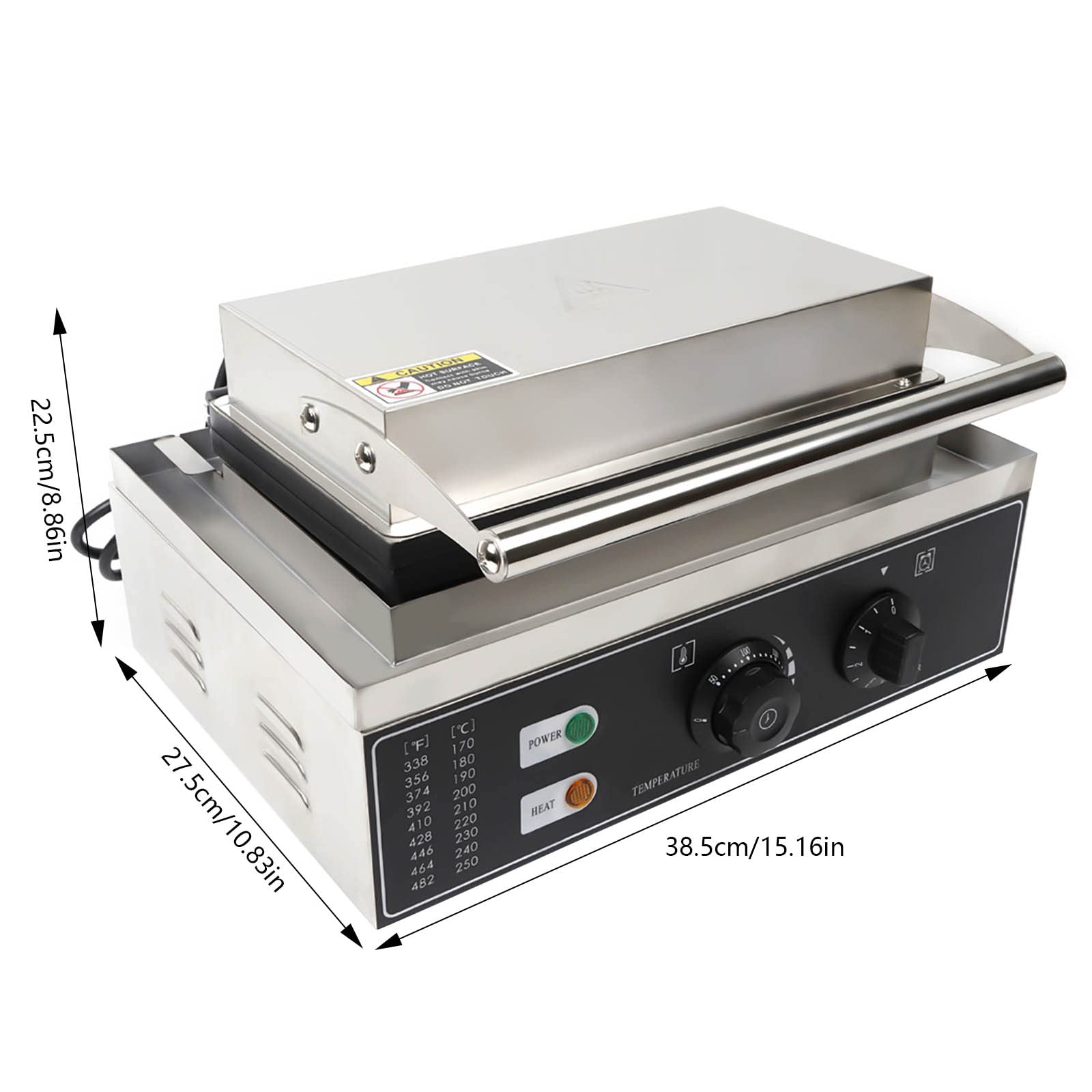 Gofrera profesional de acero inoxidable, 6 unidades, para gofres, con mango, con temporizador, 220 V, 1500 W