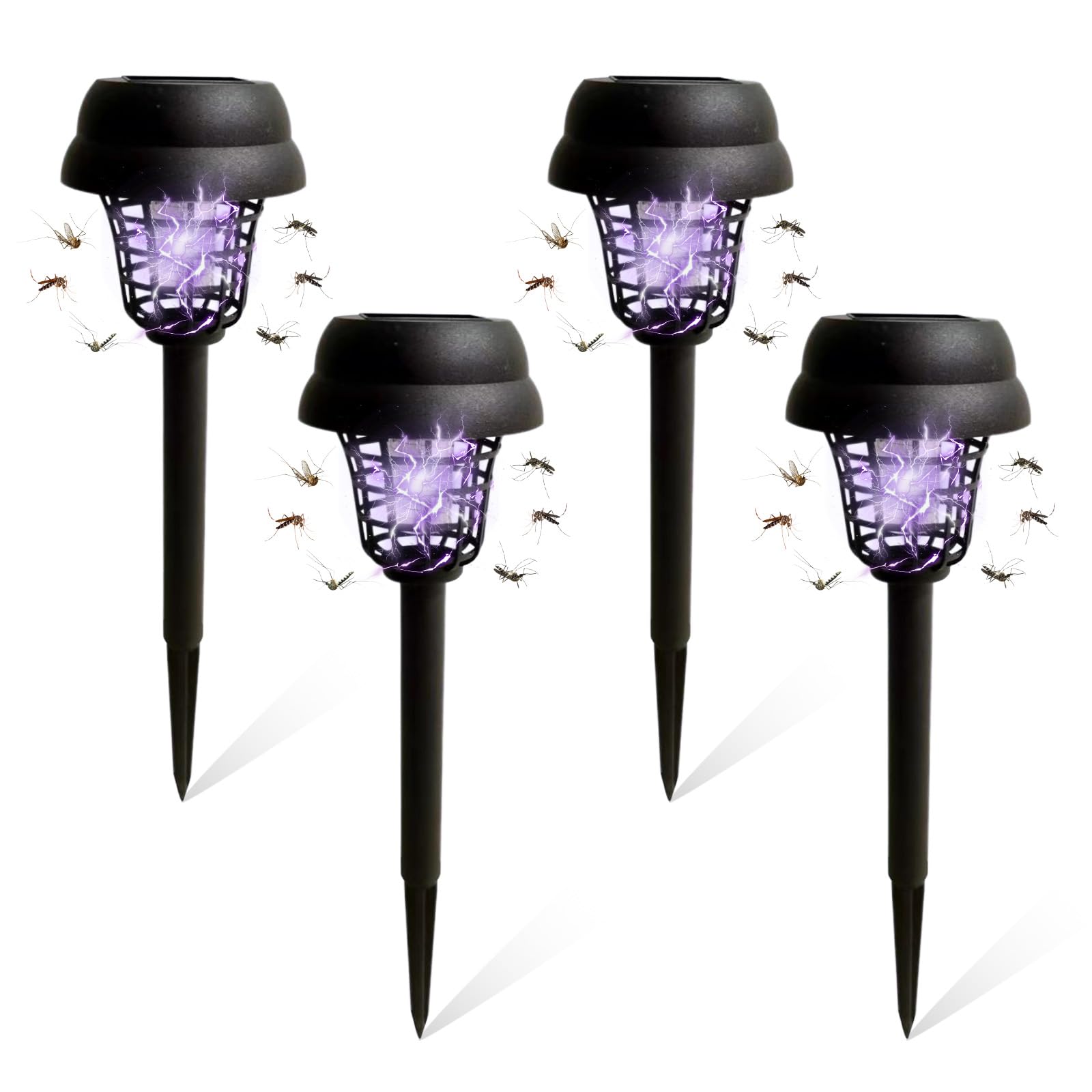 4pcs Anti Zanzara Solare, Lampada Anti Zanzara Esterno, Illuminazione Esterna Impermeabile, Lampada Anti Zanzara per Interni ed Esterni, per Casa, Giardino, Cortile, Campeggio (4 pezzi)