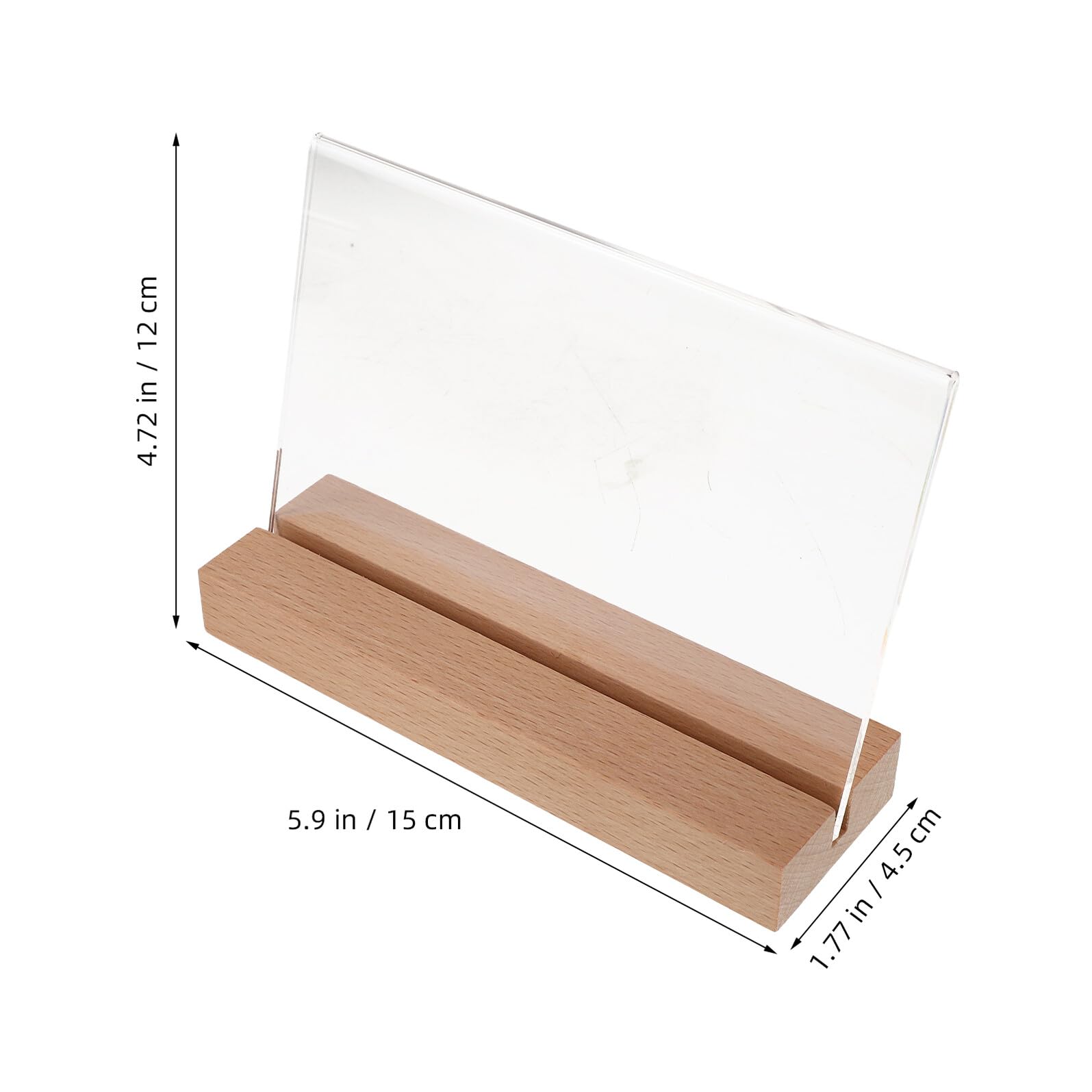 ibasenice Soporte de Mesa Horizontal de Madera Maciza con Base T y Protector Acrílico Transparente Expositor para Menús A6 5 Piezas Adecuado para Restaurantes Oficinas y Tiendas
