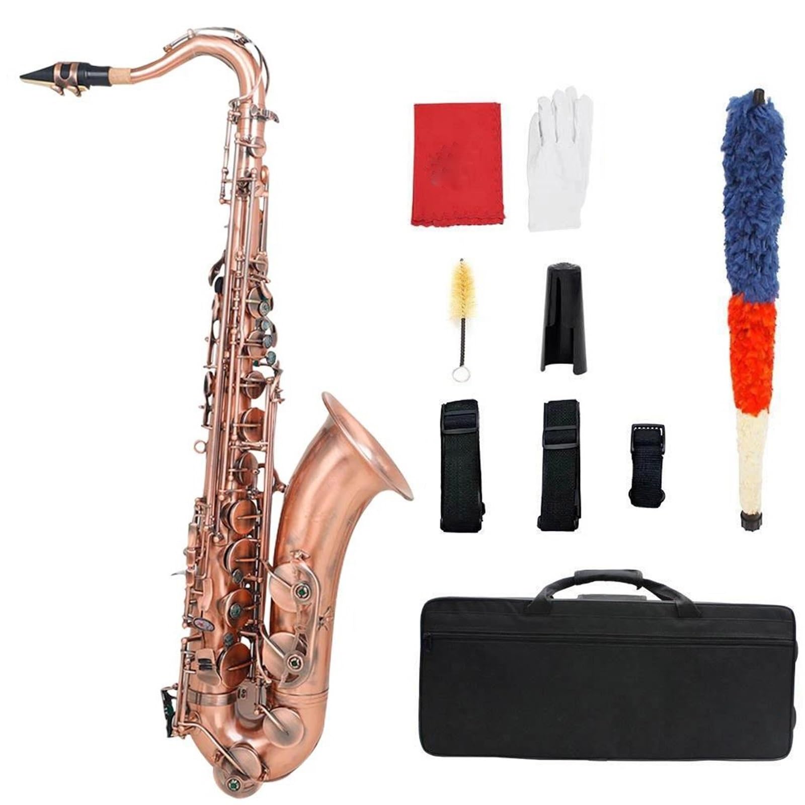 Saksofony Profesjonalny Saksofon Tenorowy Bb Mosiądz Antyczna Czerwona Miedź Instrumenty Dęte Drewniane B-dur Z Akcesoriami W Futerale