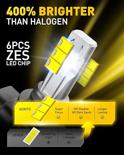 Miniatura 3 de AUXITO HB4 9006 Bombillas LED, 15000 lm por juego, 6500 K, blanco frío, tamaño pequeño, bombillas antiniebla LED inalámbricas para repuesto