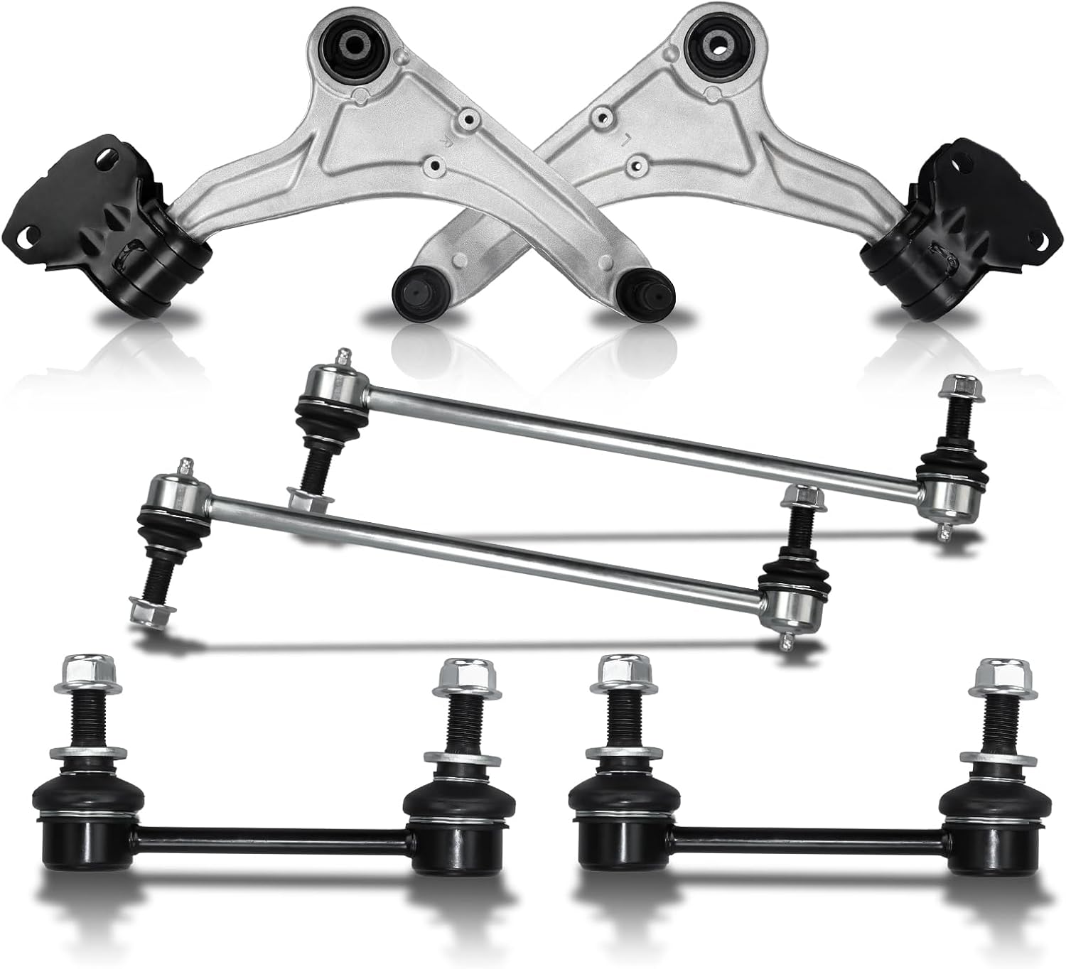 POWERGEAR Control Arms, 6Pcs Front Lower Control Arm With Ball Joint Sway Bar Suspension Steering Kit Compatible With 2013-2020 Ford Fusion, 2015-2020 Lincoln MKZ