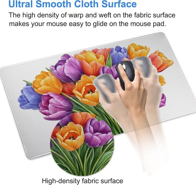Mouse pad grand format antidérapant et tapis de souris PC portable