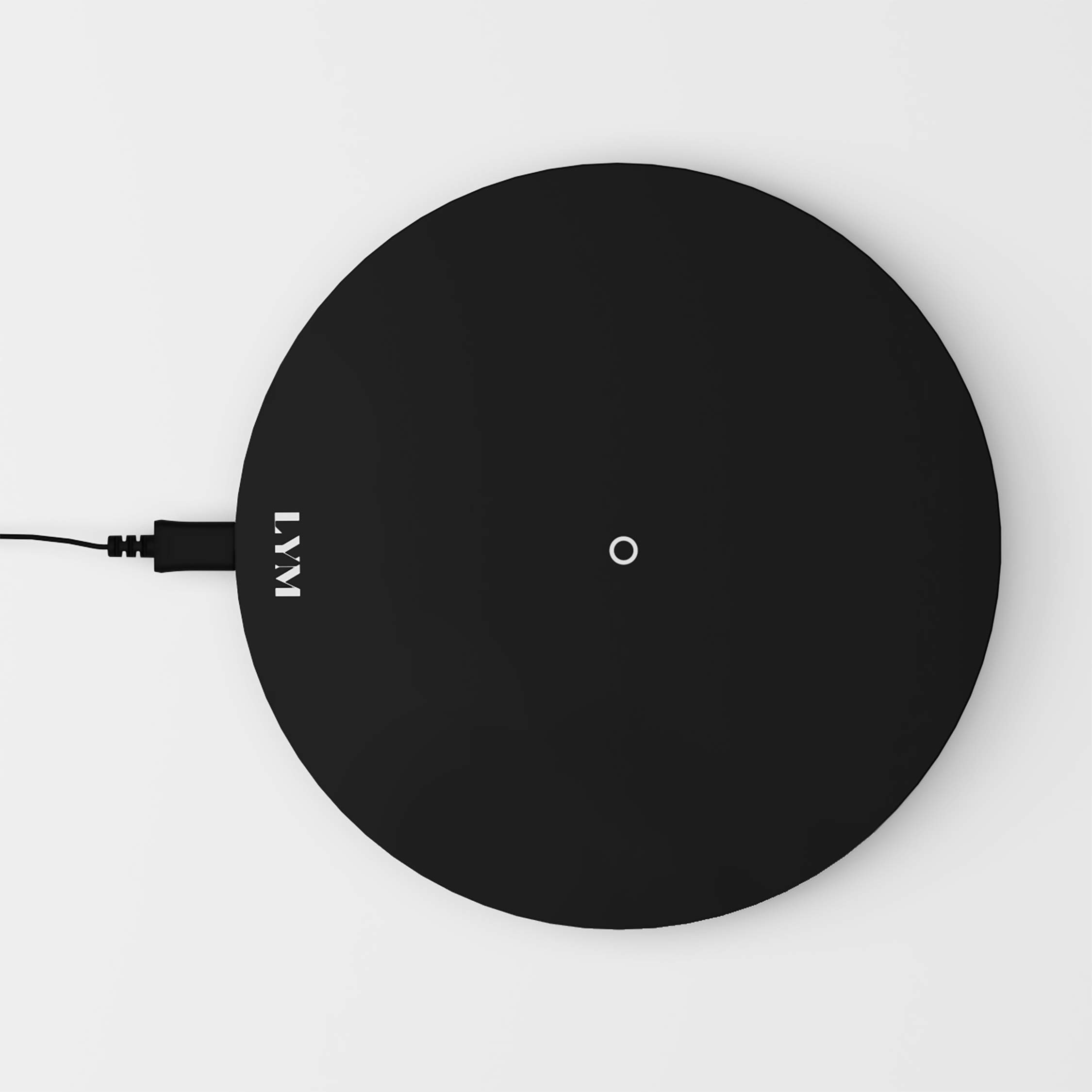 LYM - Puck - Caricatore Wireless, 5W, Qi Standard, Caricabatterie Senza Fili per Smartphone, con Alimentatore e Cavo Inclusi, Base Antiscivolo
