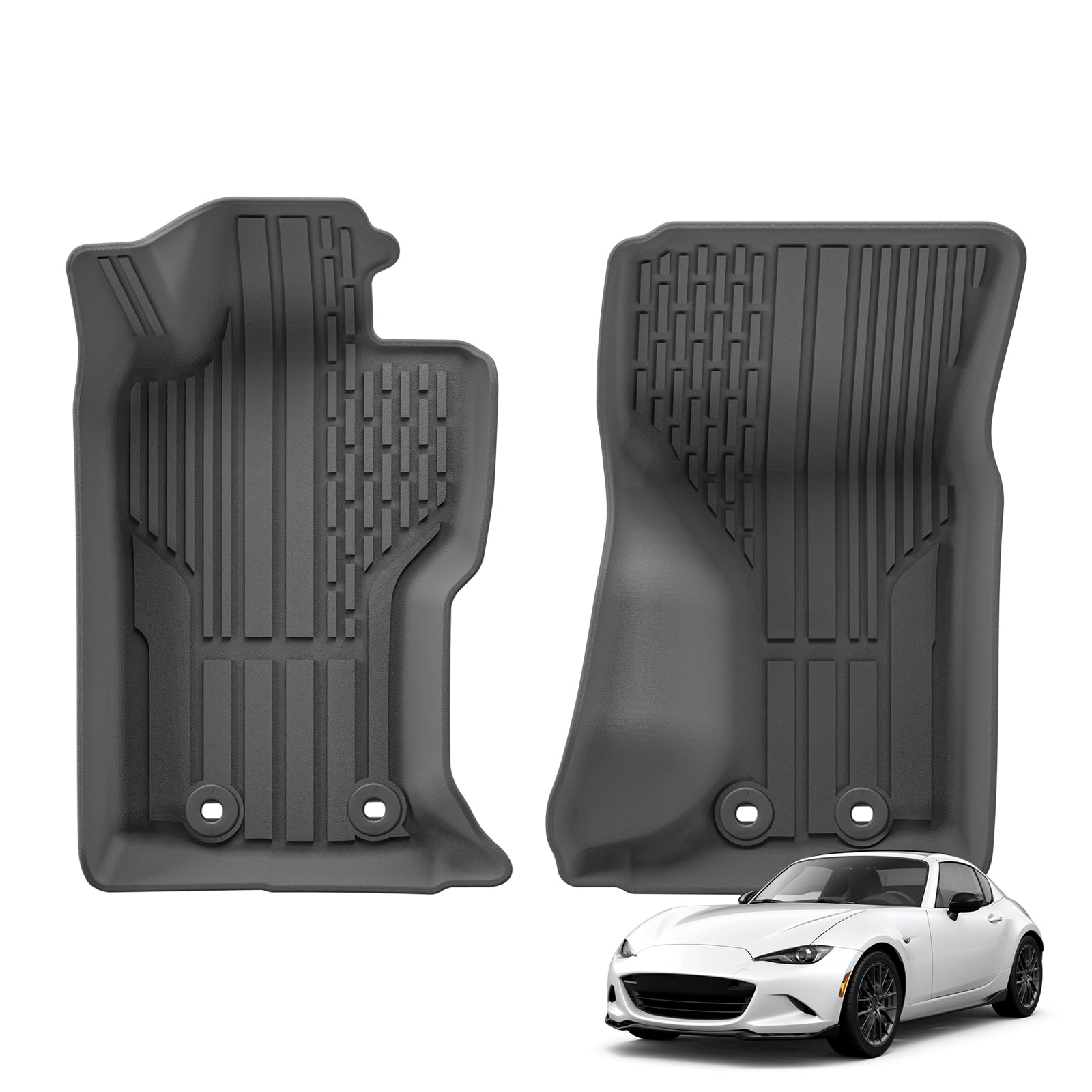 SMABEE Floor Mats for Mazda MX-5 Miata 2016-2024 / Fiat 124 Spider 2017-2018 1st Row Floor Liners TPE Mats All Weather Floor Liners Accessories Interior Black