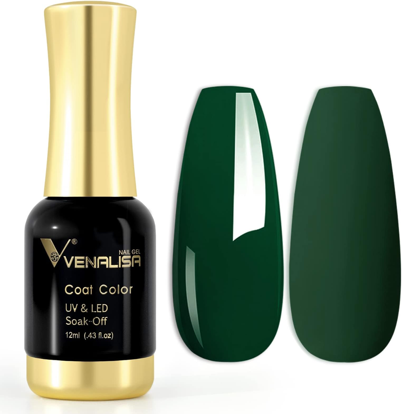 V VENALISA Gel Nail Polish, 12ml Emerald Green Color Soak Off UV LED Nail Gel Polish Nail Art Starter Manicure Salon DIY at Home, 0.43 OZ