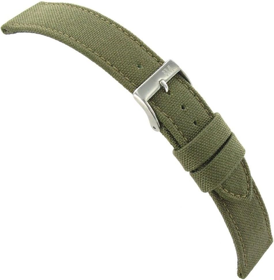 18mm Morellato Padded Stitched Genuine Cordura Canvas Army Green Watch Band