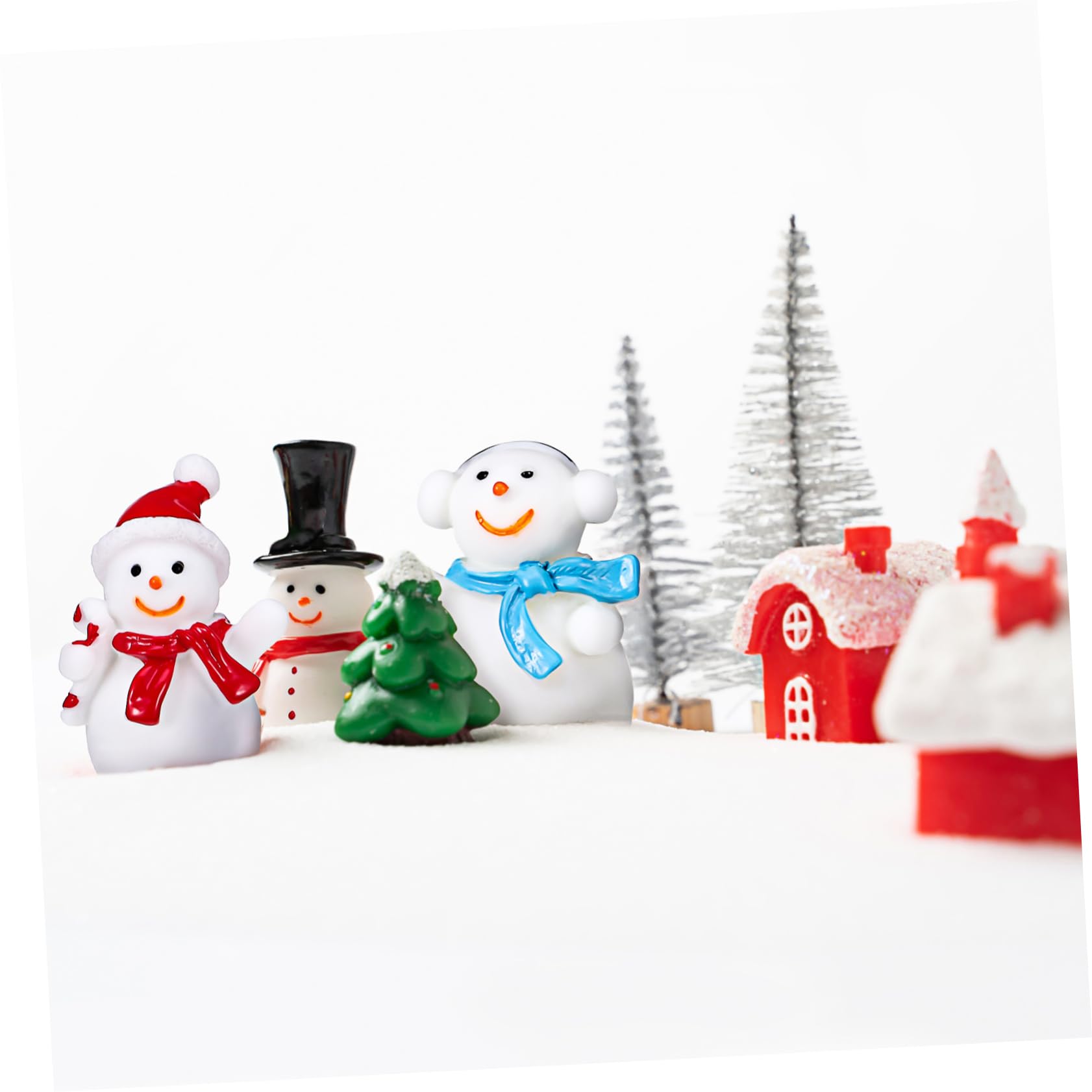 Toddmomy 50 Uds Mini Figuritas De Muñeco De Nieve Muñeco De Nieve En Miniatura De Navidad Muñeco De Nieve De Resina con Sombrero para Manualidades Fiesta De Navidad DIY