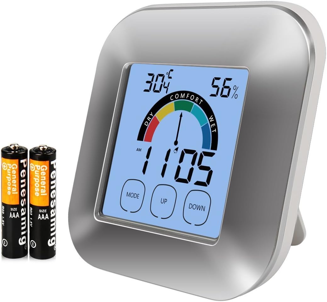 Digital Hygrometer Monitor Indoor Thermometer Accuracy Smart Humidity Temperature Gauge with Touchscreen Backlight Timer Alarm
