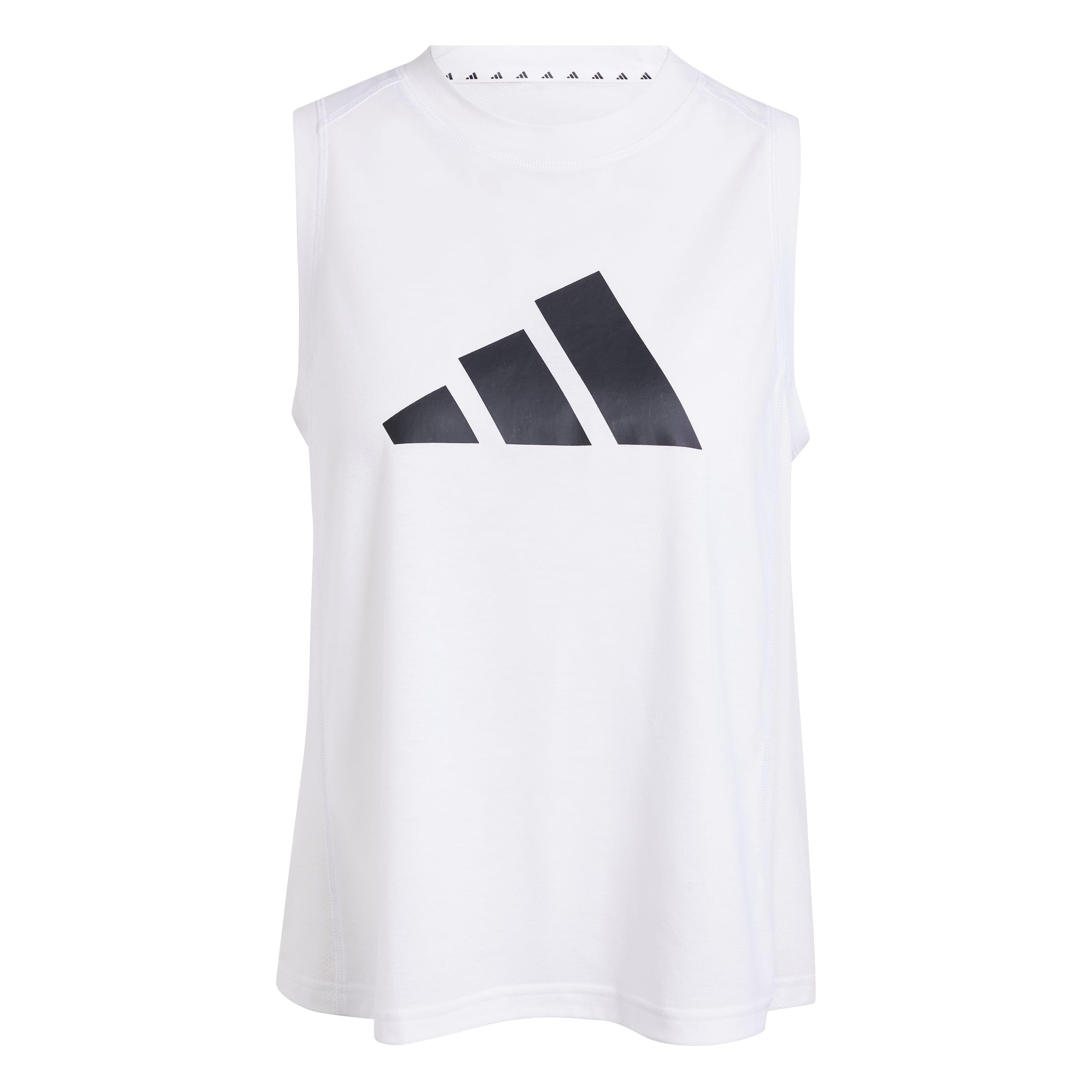 adidas Women's Train Essentials Big Performance Logo Training Tank Top Shirt, White/Black, L
