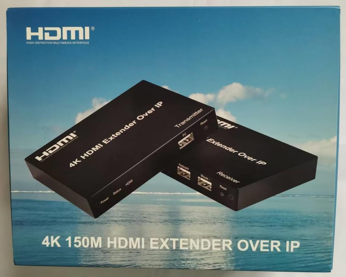 4K HDMI KVM Extender 150M Over IP KVM RJ45 Cat5E Câble Ethernet Support USB Mouse Keyboard Extension Compression sans perte