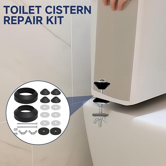Universal Toilet Cistern Seal Kit, 100mm M6 Bolts+ 2 Kind Rubber Washer Kit