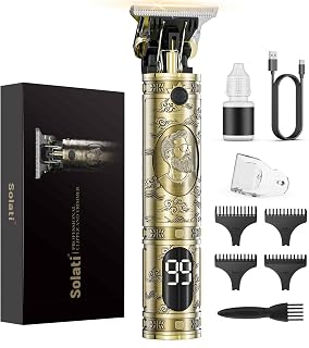 Solati Cordless Hair Clippers for Men Women Kids - Professional Beard Trimmer LCD Display Zero Gapped T-Blade 300Min Battery Rechargeable Grooming Kit