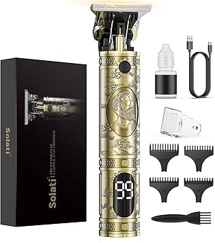 Tagliacapelli Uomo, LED Rasoio Elettrico Barba Macchinetta per Capelli Portatile Tagliacapelli Uomo Professionale Trimmer Regolabarba Regola Barba Elettrico Trimmer Capelli Con 3 Pettini