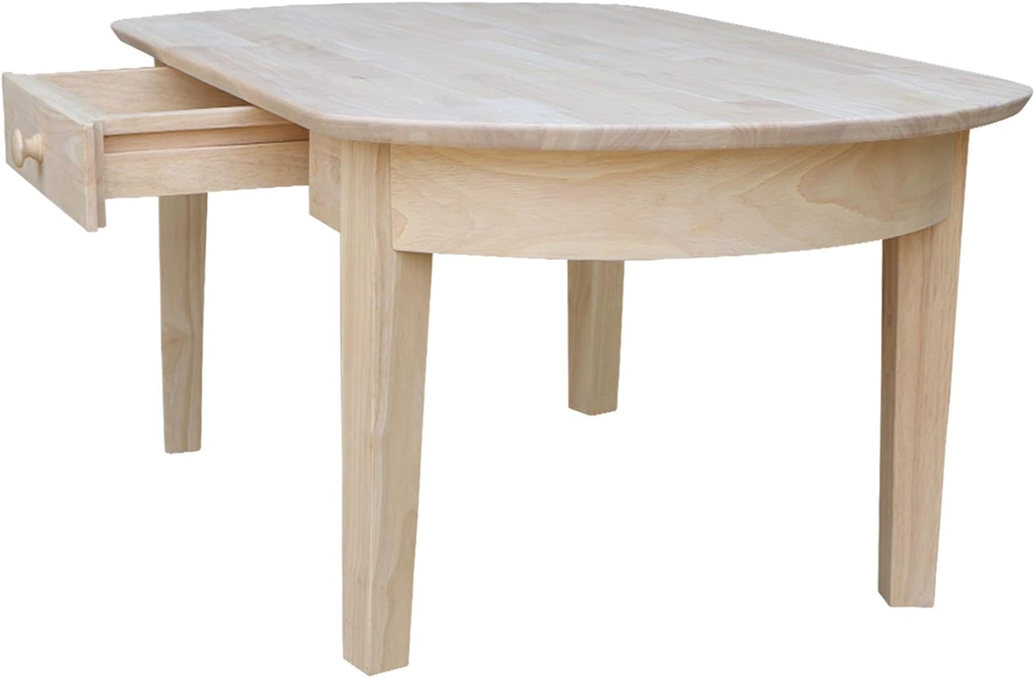 43.7" Natural Wood Oval Coffee Table with Storage