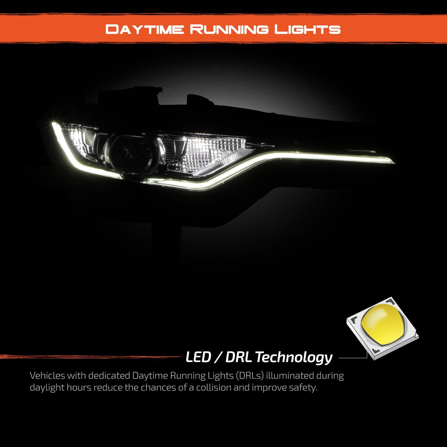 AKKON - Fit 2019-2024 Chevy Camaro [Full LED] w/DRL Switchback Headlight Headlamp Passenger Right Side Enhanced Fitment in Chrome Housing Replacement