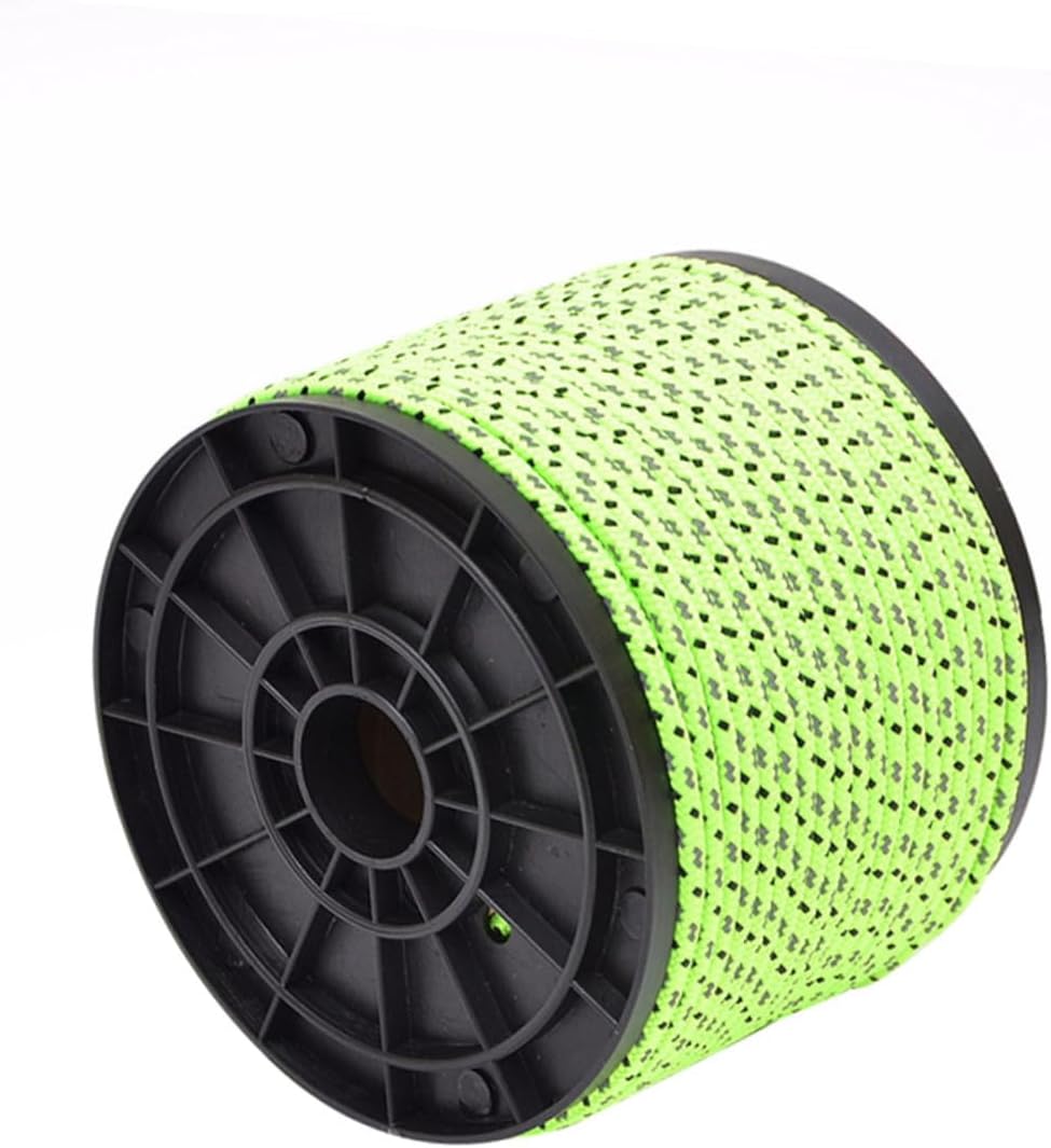 50m Reflective Camping Guyline Rope 4mm Windproof Tent Rope for Outdoor Use Neon Green for Camping Supplies and Hiking Gear