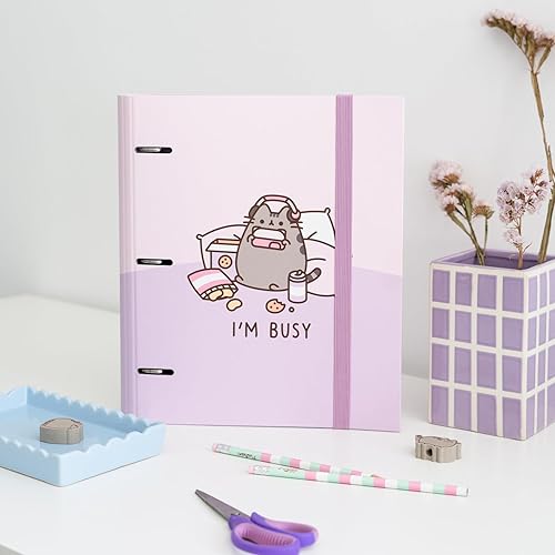 Miniatura 4 de Pusheen - Carpeta oficial de 3 anillas, carpeta de archivos de 12.6 x 10.6 pulgadas, carpeta de anillos de tapa dura duradera, organizador para