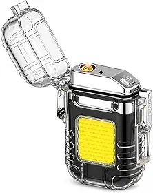 Isqueiro Elétrico Plasma Recarregável USB com Lanterna LED – À Prova d’Água, Portátil e Resistente para Camping, Viagens e Emergências
