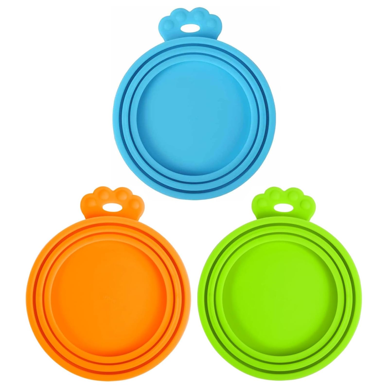 3 Pack Silicone Pet Can Lids - Universal Food Can Covers for Dogs & Cats - Fits 3 Standard Size Cans - BPA Free, Dishwasher Safe - Blue, Green, Orange
