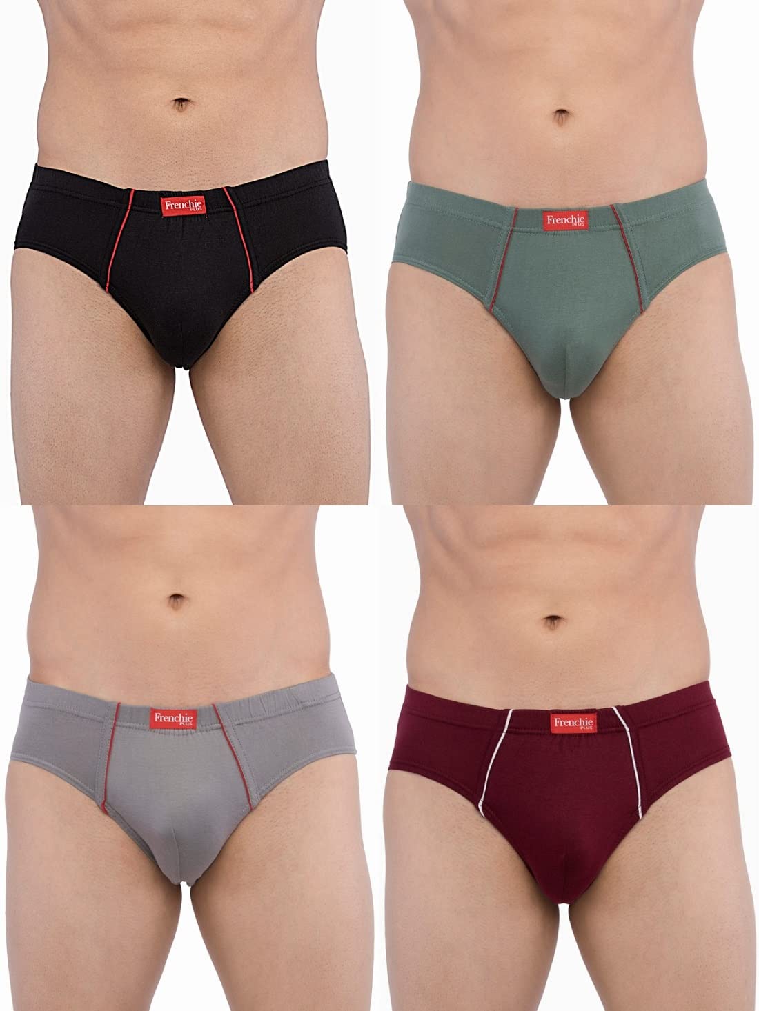 Frenchie Plus Mens Cotton Brief (Pack of 4) Color May Vary