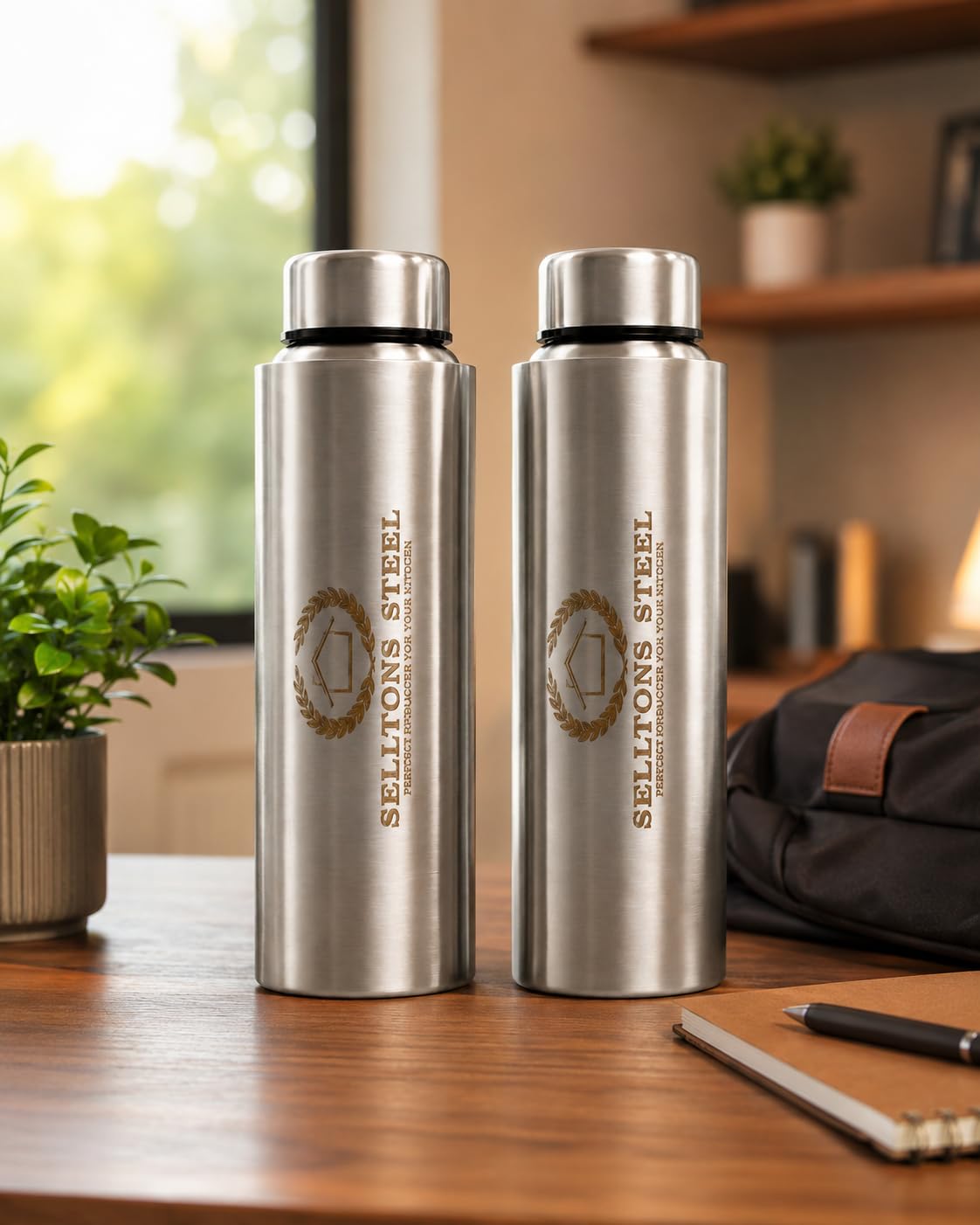 SELLTONS Steel Water Bottle - 2 Pack, Leak Proof -7