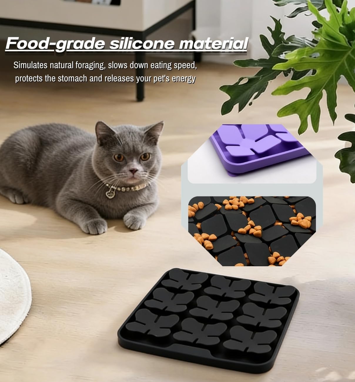 Pet Silicone Snuffle Mat Dog Feeding Mat Non-Slip Slow Feeder Puzzle Mat No Hurt for Dog's Nose for Smell Training Slow Eating (Black)